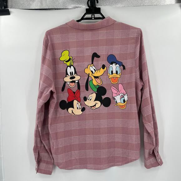 Disney Mickey Mouse  Y2K Flannel Womens Top 2X Plaid Donald Minnie Kawaii Retro - Picture 6 of 15